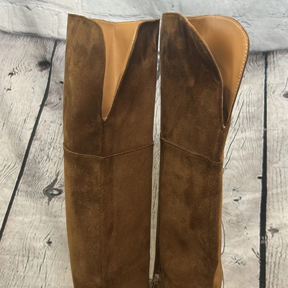 J. Crew Troy Brown Faux Suede Brown Over-the-Knee Boots Size 7.5